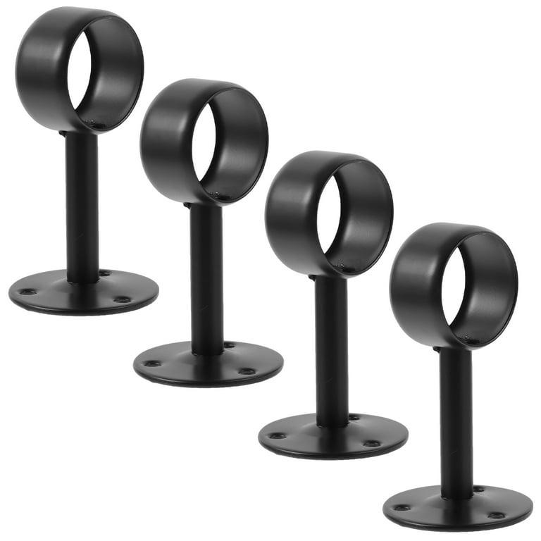 2 Pcs Black Ceiling Mount Curtain Rod Brackets - Wall & Ceiling Mount Holders For Curtain Rods