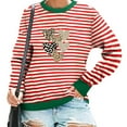 thumbnail image 4 of Craaazy Valentines Tops for Women Loose Striped Crew Neck Long Sleeve Shirts Gifts, 4 of 6