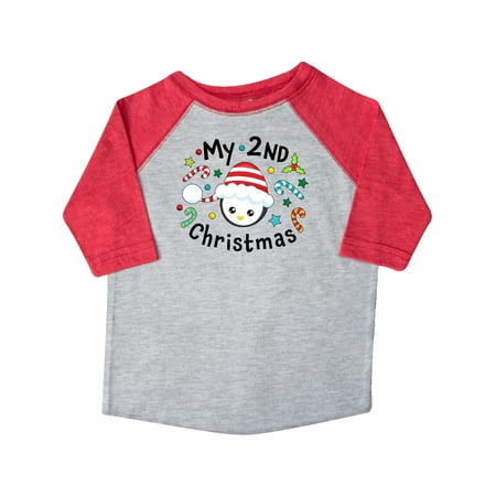 

Inktastic My 2nd Christmas Cute Penguin with Candy Canes Gift Toddler Boy or Toddler Girl T-Shirt