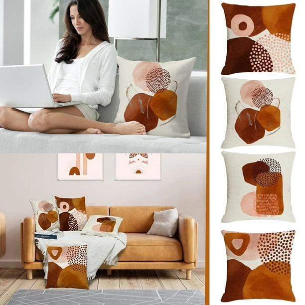 Heiheiup Green Boho Abstract Pillow Covers 18x18 Set Of 4 Mid Century Modern Throw Pillow Covers Geometric Minimalist For Couch