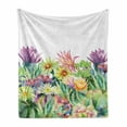 thumbnail image 1 of Watercolor Soft Flannel Fleece Throw Blanket, Fine Art Botanical Painting of Abstract Garden Flowers and Succulents, Cozy Plush for Indoor and Outdoor Use, 50" x 70", Multicolor, by Ambesonne, 1 of 5