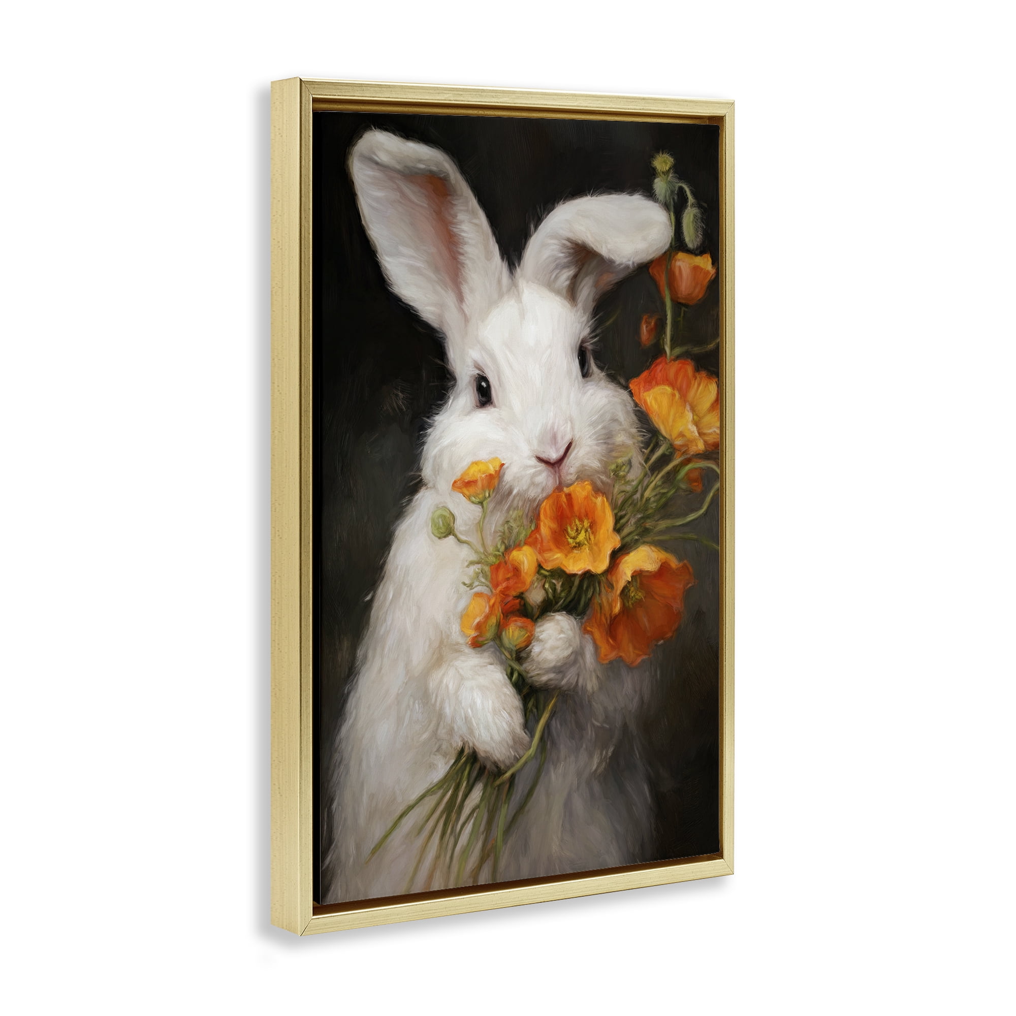 Stupell Industries Floppy Loves Her Poppies Gold Framed Floater Canvas Wall Art, design by Tina LeCour