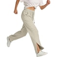 thumbnail image 7 of CYYOLLPF Linen Pants Women Yoga Sweatpants Pull on Pants Workout Pants Gaucho Pant Business Work Pants with Pockets Pleated Capri Cotton Linen Sweatpants Cropped Linen Pants Women Beige L, 7 of 7