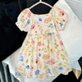thumbnail image 5 of HAOTAGS Girls Dresses Floral Short Sleeve Square Neck Summer Casual Sundress Multicolor Size 12M, 5 of 5