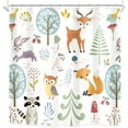 thumbnail image 6 of Kids Woodland Shower Curtain for Bathroom Decor 72Wx72H Cartoon Animals Boys Girls Children Cute Funny Colorful Wildlife Art Printed Fabric Polyester Waterproof 12 Pack Plastic Hooks, 6 of 6
