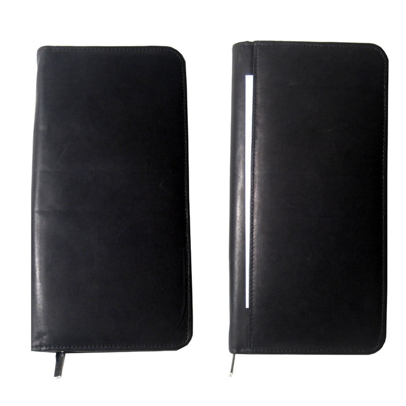 Business Card Holder Black Book Genuine Leather Hold 160 Holder Organizer Office - 0