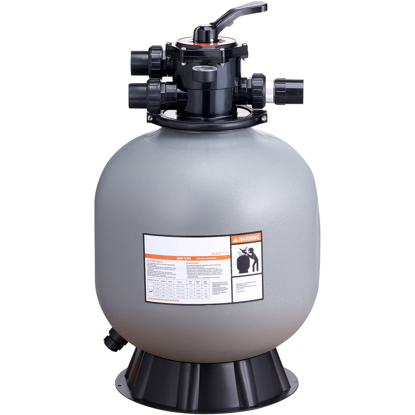 KFFKFF 22 inch Sand Filter, 55 GPM Filteration Device, Suitable for Above Ground and Inground Pools, Sand Filtration System with 7 Functional Multi-Port Valve