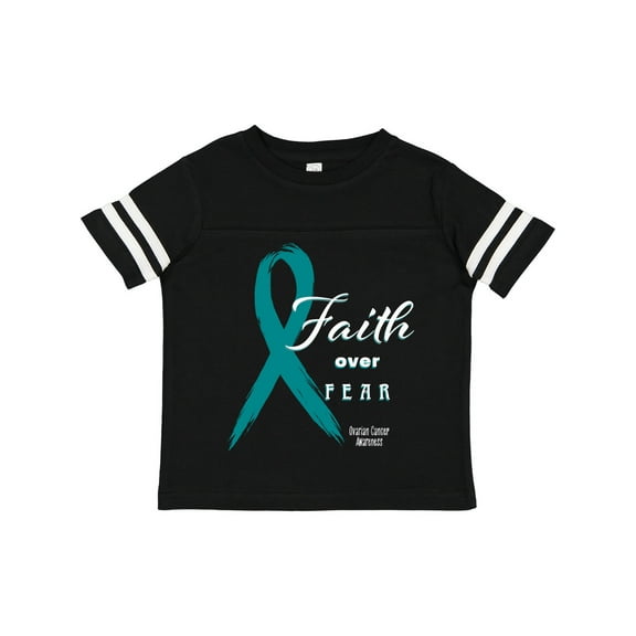 Inktastic Faith over Fear Ovarian Cancer Awareness with Teal Ribbon Boys or Girls Toddler T-Shirt