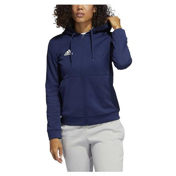 Adidas Women's TI FZ Full-Zip Jacket, Moisture Wicking - Navy Blue/White (M)