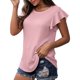 thumbnail image 1 of Blusa Camiseta de Verano Fiudx moda Mujer Cuello Redondo Manga Corta Sólida Suelta, 1 of 6