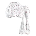 thumbnail image 5 of Grblisyd Girls 2 Piece Fall Outfits Cute Cartoon Print Crew Neck Long Sleeve Shirts & Flared Pants Clothing Set Size 10-12, 5 of 7