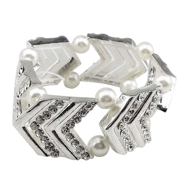 Boda nupcial plata / oro and rosa perla elástica con de imitación brazalete Plateado