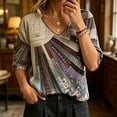 thumbnail image 5 of Dolkfu Boho Summer Tops for Women 2026 V-Neck Black Pull-on 3/4 Sleeve Blouses & Tops Abstract Refreshing Patchwork Black,L, 5 of 5