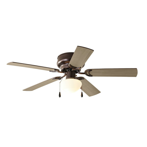 Mainstays 44 inch Hugger Indoor Ceiling Fan with Light Kit, Bronze, 5 Blades, Reverse Airflow