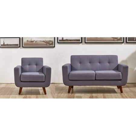 Us Pride Furniture Zen Tufted Back Loveseat Chair Combo Set