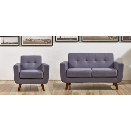 US Pride Furniture Zen Tufted Back Loveseat & Chair Combo