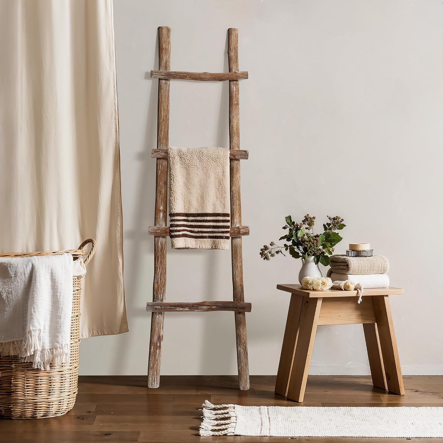 Decorative Ladder with Solid Harvest Hardwood Natural