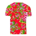 thumbnail image 5 of Penkiiy Style Chinois Grand Haut Rouge Pivoine pour Hommes Mode Imprimé Floral Mode Entraînement Physique Col Rond T-Shirt Manches Courtes P Rouge, 5 of 5