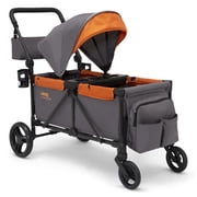 Jeep Sport All-Terrain Stroller Wagon by Delta Children - Includes Canopy, Parent Organizer, Adjustable Handlebar, Snack Tray & Cup Holders, Grey/Olive Green