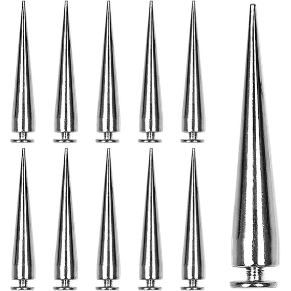 30PCS 40MM Silver Cone Spikes & Studs | Punk Rock Bullet Rivets | Screwback DIY Metal Studs for Leather Craft, Jackets, Clothing & Accessories