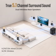 Bobtot Surround Sound Systems Wireless Rear Satellite Speakers - 800W 6.5inch Subwoofer 5.1/2.1 Channel Home Theater Systems with ARC Optical Bluetooth Input