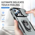 thumbnail image 2 of for iPhone 14 Pro Max Hard Case, with Camera Cover & Kickstand Holder, Built-in 360°Rotate Ring Stand Anti-scratch Drop Protection Magnetic Phone Case for Apple iPhone 14 Pro Max - Gray, 2 of 7