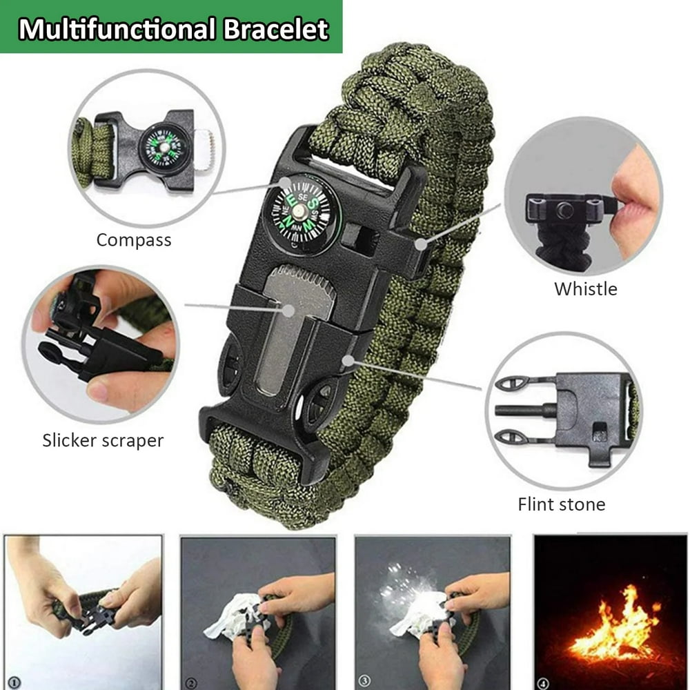 LEEYNEER Gifts for Men Dad Husband Him Fathers Day  Survival Gear and Equipment 12 in 1  Survival Kits  Cool Unique Fishing Hunting Anniversary Birthday Gifts for Him Teen Boy Boyfriend W