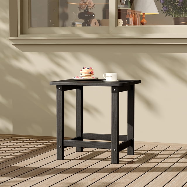 Weather Resistant HDPE Adirondack Square Outdoor Side Table, 17" Small Patio End Table for Garden, Balcony, Porch and Poolside, UV-Proof, No-Tools Assembly, Eco-Friendly Recycled Plastic