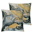 thumbnail image 2 of Acheng Throw Pillow Cover&nbsp;Set of 2 Black Gold Golden and Silver Marble Ink Abstract Painting Beautiful Gray Effect Aqua Decorative Pillow Case Home Decor Pillowcase White, 2 of 6