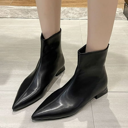 

Gubotare Ankle Boots For Women Low Heel Women s Tie Knot Chelsea Pump Ankle Boots Closed Toe Stacked Heel Booties Shoes Black 6.5