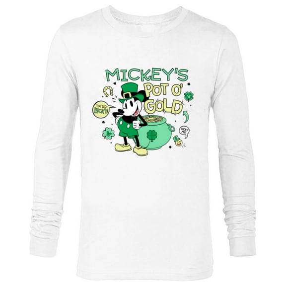 Disney Mickey’s Pot o’ Gold St Patrick’s Day Retro - Long Sleeve T-Shirt for Men - Customized-White