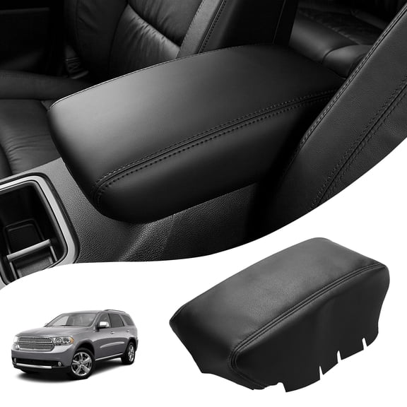 KBH Center Console Lid Armrest Cover Replacement for 2011-2020 Dodge Durango Accessories & Jeep Grand Cherokee, Anti-Scratch Leather Replace Skin Upholstery, Black