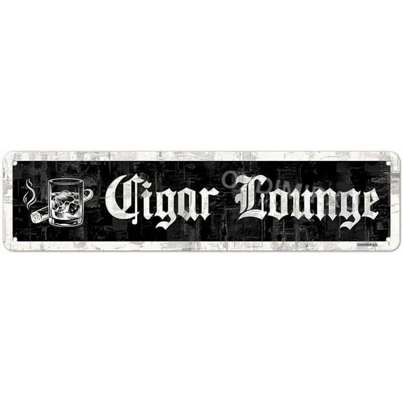 Metal Cigar Lounge Sign Personalized Room Decor, Funny Slim Wall Art Decor, Antique Looking Iron Poster for Home Farmhouse Man Cave Bar Cafe Garage Bedroom, 4x16inches