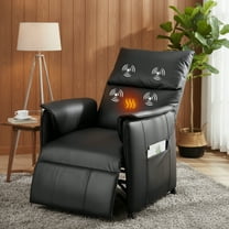 Garvee Power Recliner Chair, Adjustable PU Leather Recliner with Massage and Heat for Elderly, Adult, Black