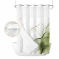 thumbnail image 2 of Marble Sage Green No Hook Shower Curtain Waterproof,Bathroom Curtains with Snap in Liners and See Through Top Window,Gold White Modern Gradient Ocean Wavy Hotel Bathtub Curtains Shower 60"Wx72"L, 2 of 8