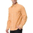 thumbnail image 4 of INSPIRE CHIC Men's Shirts Plaid Long Sleeve Button-Down 100% Cotton Dress Shirt L Orange, 4 of 7
