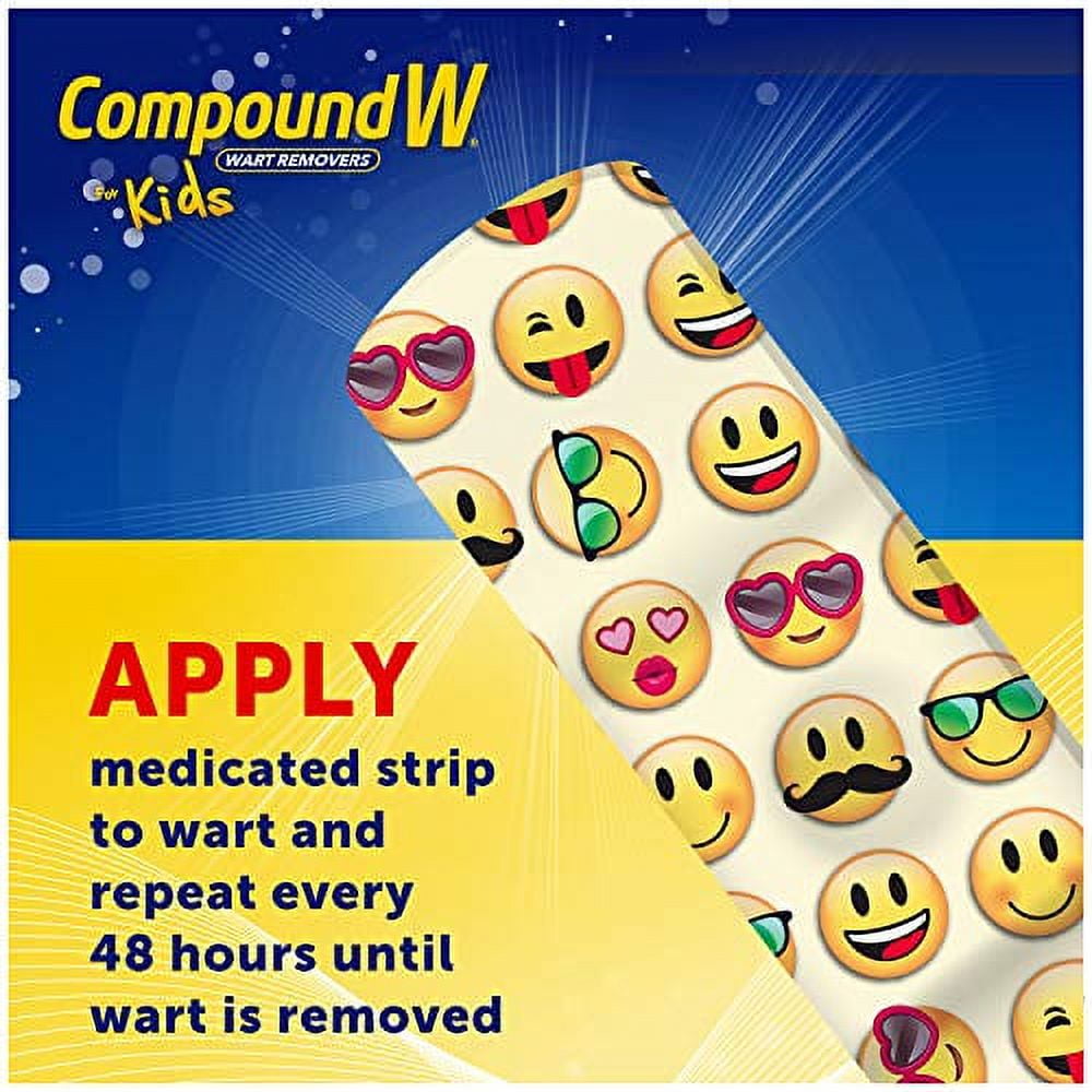 Compound W One Step Wart Remover Strips for Kids, 10 Medicated Strips for Wart Removal, 2 Pack
