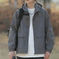 thumbnail image 4 of LNWUY Men's Lightweight Waterproof Jacket Zipper Up Rain Coat Windproof Multiple Pockets Long Sleeved Hooded Athletic Jacket Gray M, 4 of 5