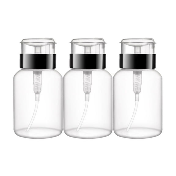 3PCS  Push Down Empty Lockable Pump Dispenser Bottle,for Makeup Remover,250ml(8.8oz),Black Top Cap