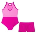 thumbnail image 5 of Miutii Kids Girls Gymnastics Leotard Outfit Sparkly Rhinestones Dance Unitard and Shorts Set Ballet Hot Pink 12, 5 of 9