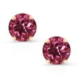 thumbnail image 2 of Gem Stone King 10K Rose Gold Pink Tourmaline Stud Earrings | 1.00 Cttw | Round 5MM | Gemstone Birthstone | Gold Earrings for Women Men, 2 of 4