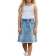thumbnail image 2 of Girl Jean Skirt Elastic Waist A Line Denim Skirt Cute Denim Skirt Girls School Clothes Skirt for Girls 4-5 Years, 2 of 9