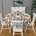 thumbnail image 2 of Brown Footballs and Bows Pattern Round Tablecloth 60"x60",Wrinkle Wipeable Table Cloth for Kitchen Dining Room Picnic Patio Party, 2 of 6