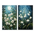 thumbnail image 2 of Designart "White Snowdrops landscape Pointillism III" Snowdrops Wall Art Set Of 2 - White Floral Canvas Set For Living Room Decor, 2 of 7