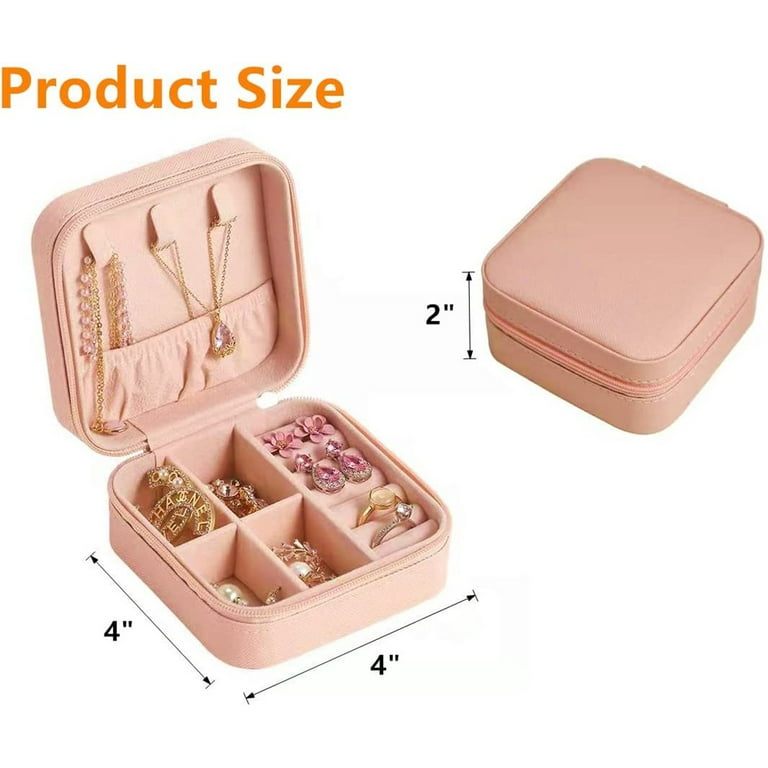 Zumier Jewelry Box Organizer for women, Earring Organizer Box with PU  Leather for Birthday and New Year Gifts-Pink