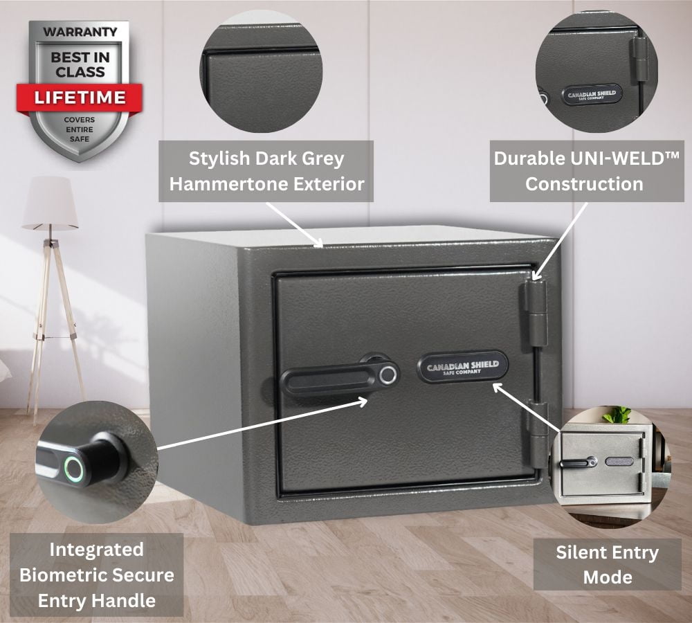 Diamond Series 11.5" Tall Home & Office Safe With Biometric Lock & Triple Seal Protection [.75 CU. FT.]