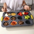thumbnail image 3 of Silicone Pan With Reinforced Metal Non Stick 12 Cup Foldable Cupcake Pan For Baking Cupcakes & Egg Dishwasher & Kitchenware Set Stainless Cooking Utensils Set for Nonstick Cookware Cooker 3 Ltr, 3 of 4