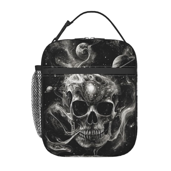 Cosmic Skull Halloween Lunch Bag Reusable Thermal Lunch Box with Handle for Women and Men