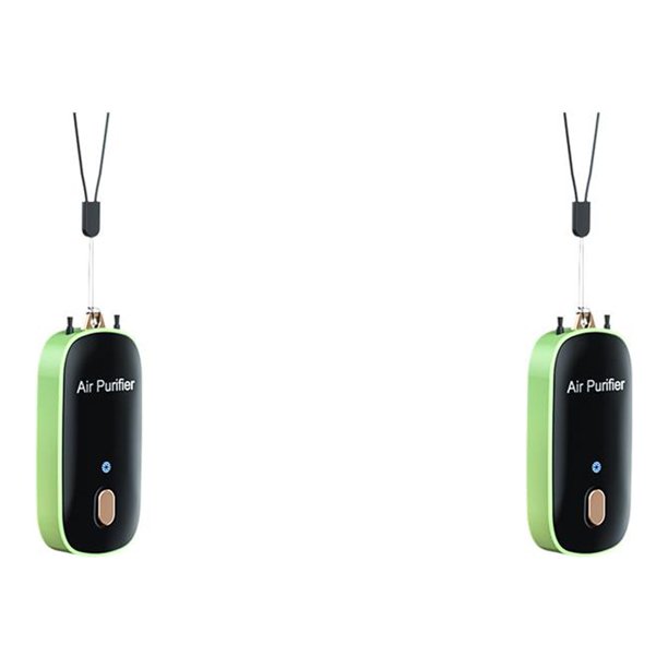 Wosthever Ambientador recargable electrónico de bajo ruido generador de iones negativos cuello colgante botón Control Smog removedor verde Verde 2Conjunto