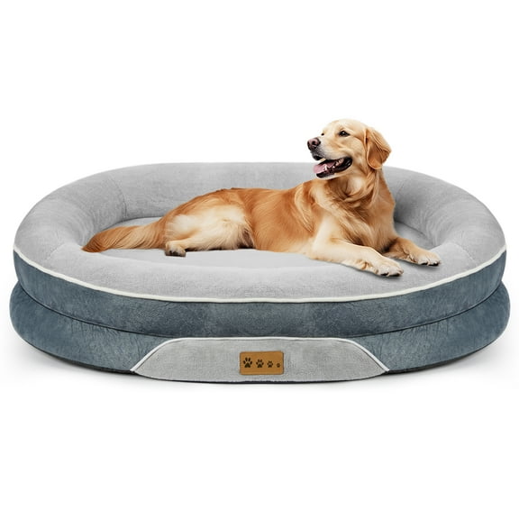 MOONORAH Dog Bed for Medium & Large Dogs – 35” Washable Dog Sofa with Removable Waterproof Cover, Supportive Foam Bolster, Non-Slip Bottom, Comfortable Pet Couch, Gray